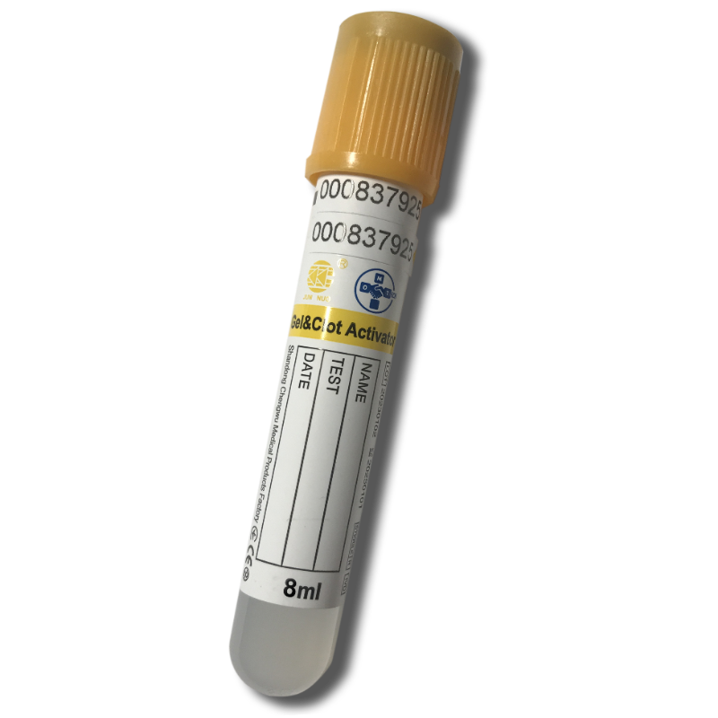 Пробірка 8 млВакуумна для забору крові гель + активатор 16*100 мм, жовта кришка